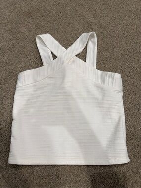 Sally Miller White Ribbed Crossback Crop Top